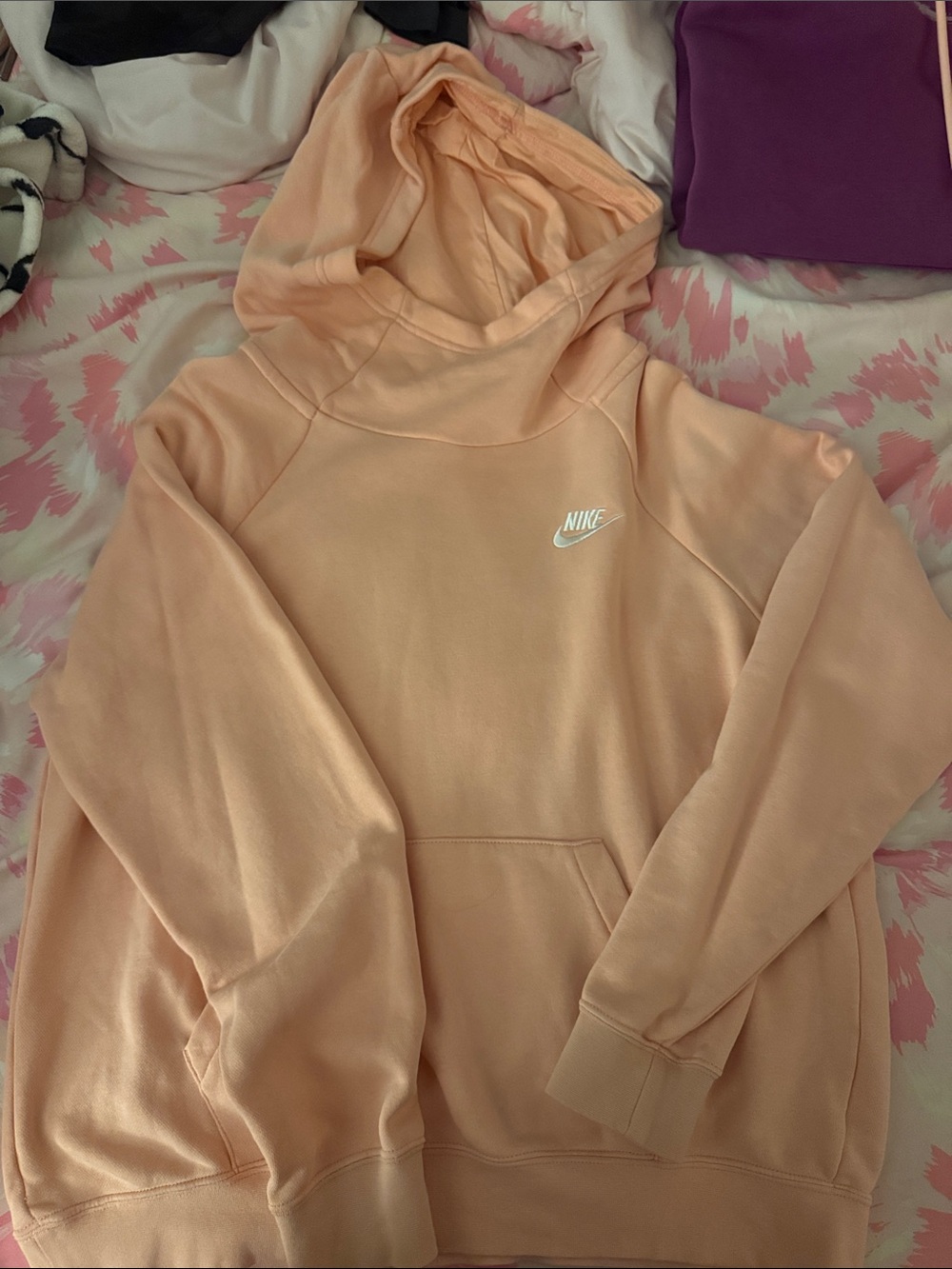 Nike Women’s Peach-Pink Hoodie with White Logo